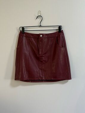 Le Lis Burgundy Faux Leather Mini Skirt